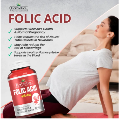 Herbiotics Folic Acid 400mcg 60 Tablets