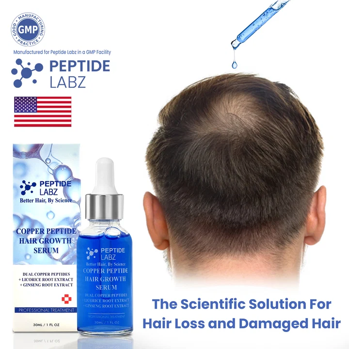 Peptide Labz Copper Peptide Hair Serum with Copper Tripeptide-1 Dual Peptide Scalp Treatment Plus Licorice Root Extract 30ml