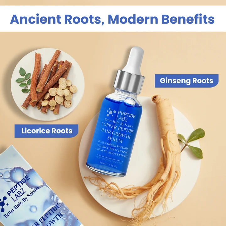 Peptide Labz Copper Peptide Hair Serum with Copper Tripeptide-1 Dual Peptide Scalp Treatment Plus Licorice Root Extract 30ml