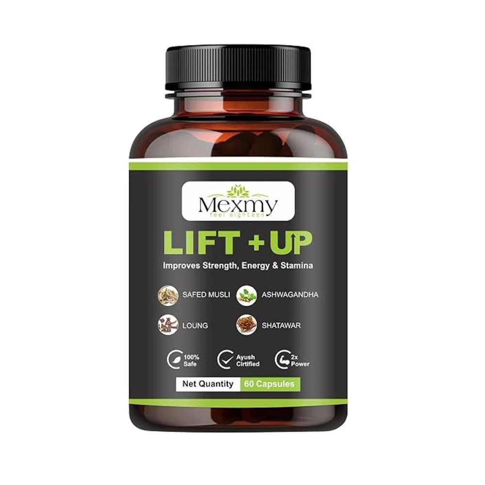Mexmy Feel Eighteen Ayurvedic Lift-Up Improves Strength, Energy & Stamina 60 Capsules