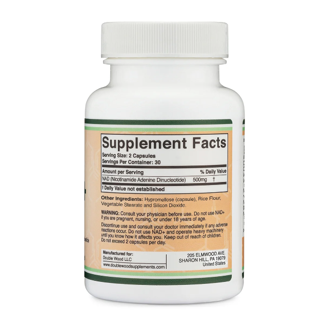Double Wood Supplement  NAD+ Supplement 500 mg 60 Caps