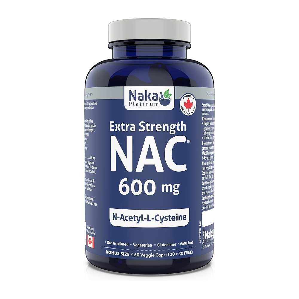 Naka Platinum NAC (N-Acetyl-L-cysteine) Extra Strength, 600 mg per 60 Capsules