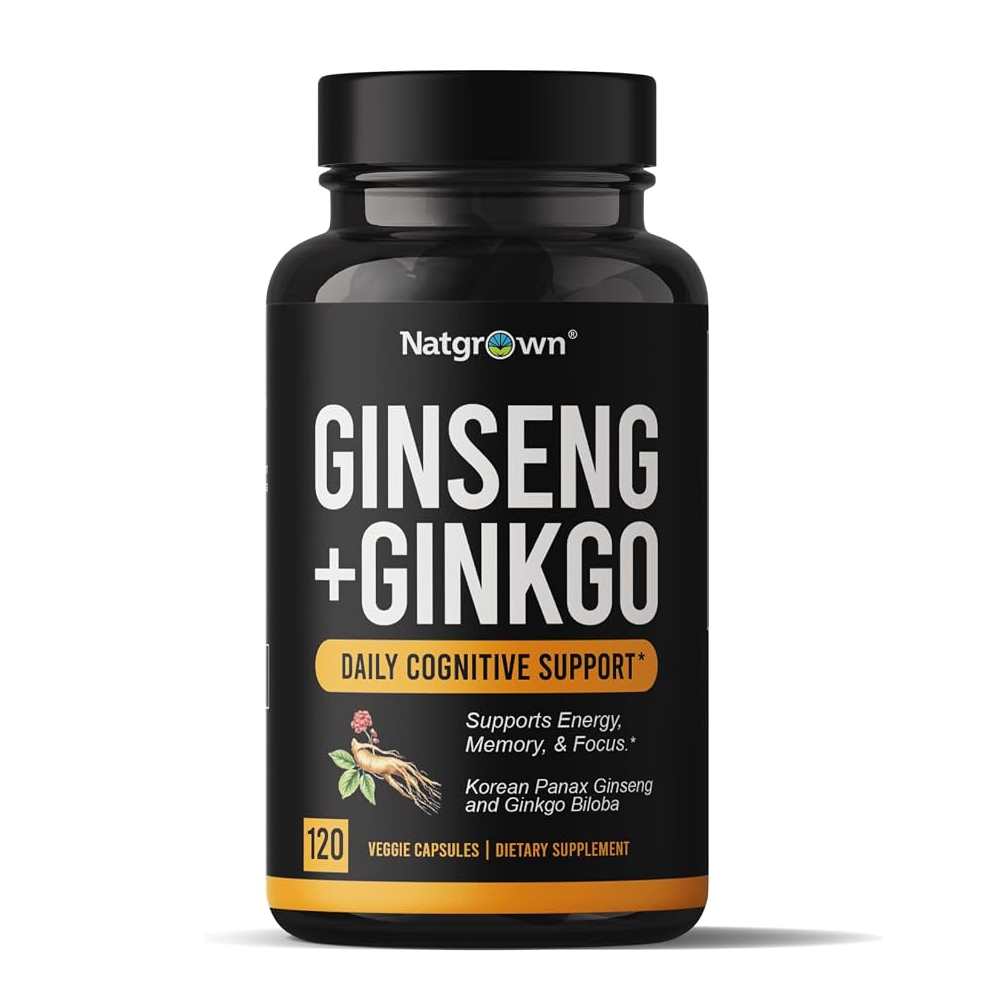 Natgrown Panax Ginseng & Ginkgo Biloba Supplement - 120 Vegan caps