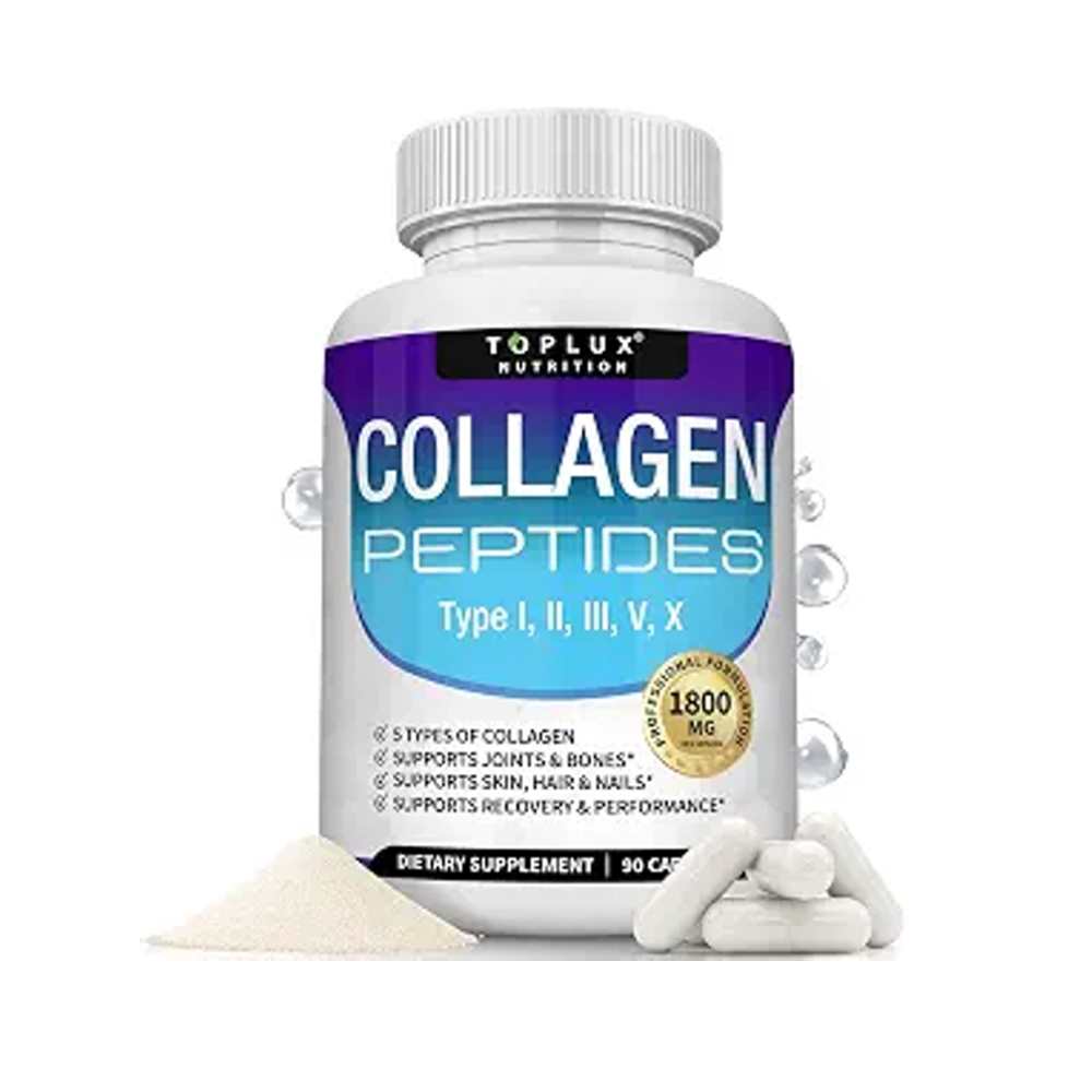 Toplux Multi Collagen Peptides Pills 1800 Mg Complex - Type I, II, III, V, X 90 caps