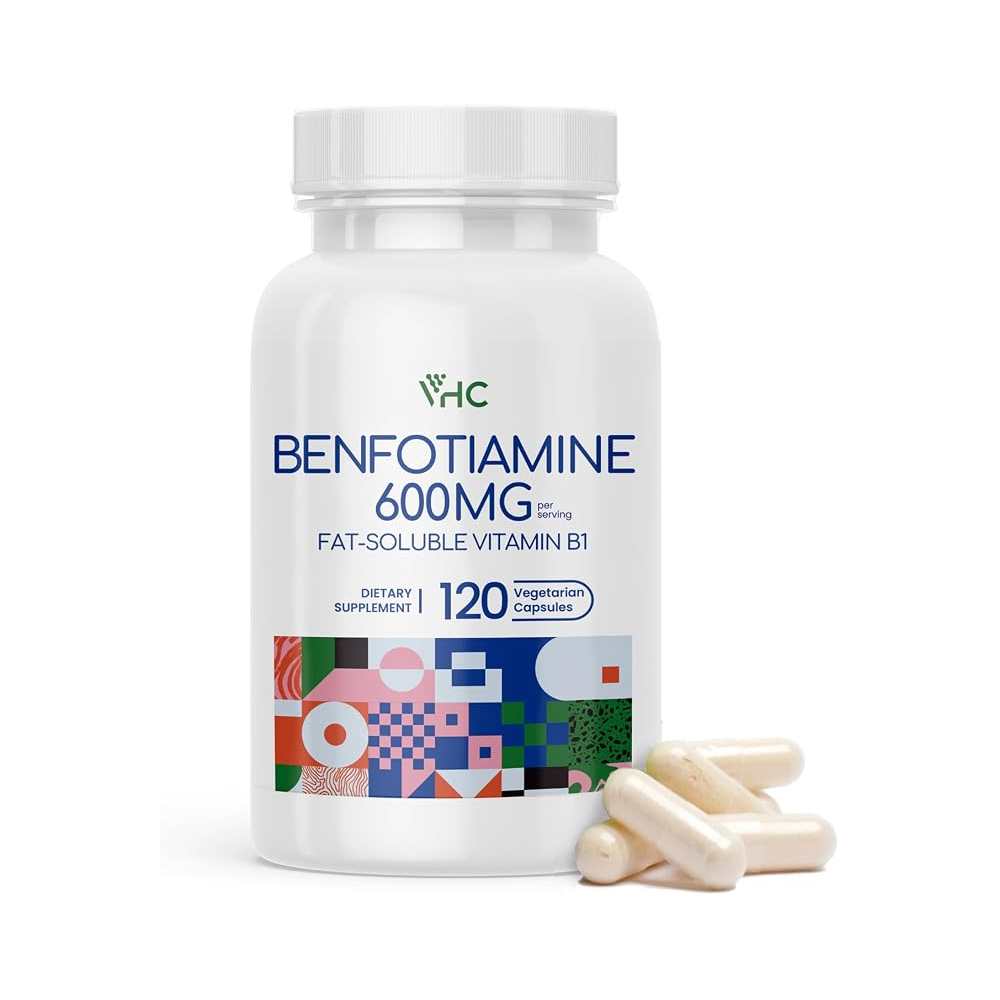 VHC Vitamin B1 Benfotiamine 600mg Supplement 120 Veggie Capsules