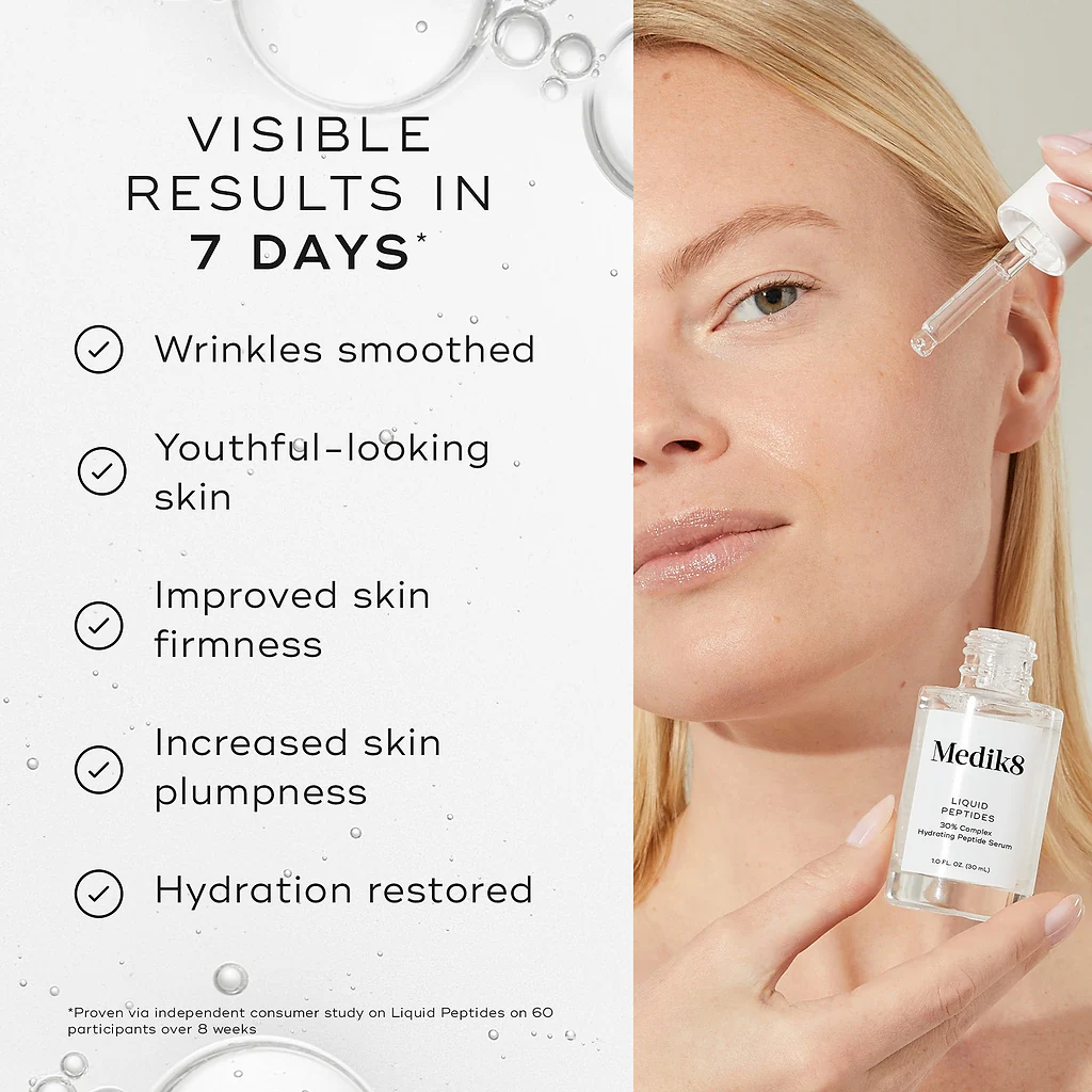 Medik8 Liquid Peptides - Multi Peptide Face Serum for Women and Men 30 Ml