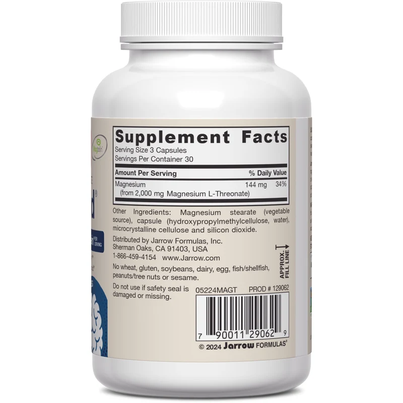 Jarrow Formulas MagMind Magtein Magnesium L-Threonate, 90 Capsules