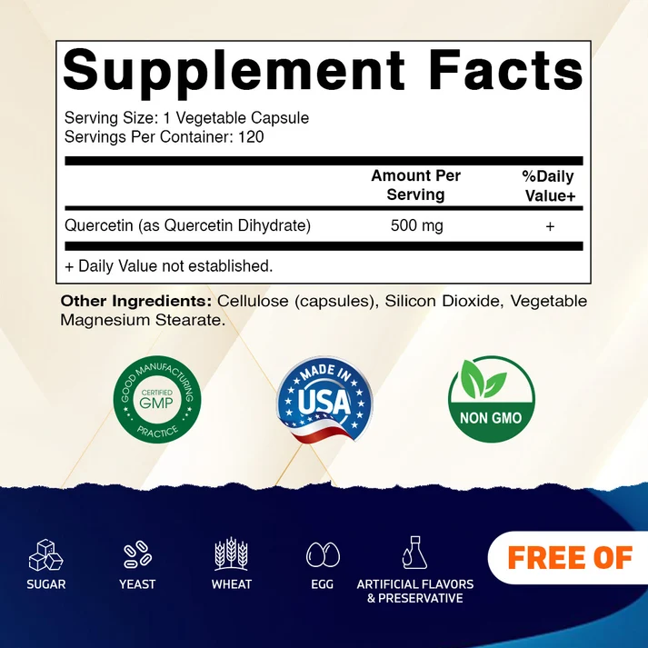 Vitamatic Quercetin 500mg 120 Vegetable Capsules
