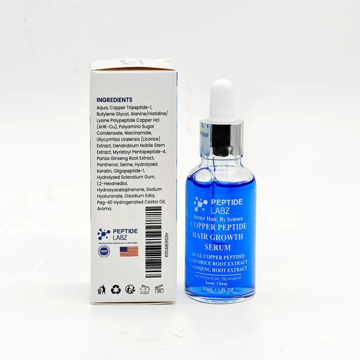 Peptide Labz Copper Peptide Hair Serum with Copper Tripeptide-1 Dual Peptide Scalp Treatment Plus Licorice Root Extract 30ml
