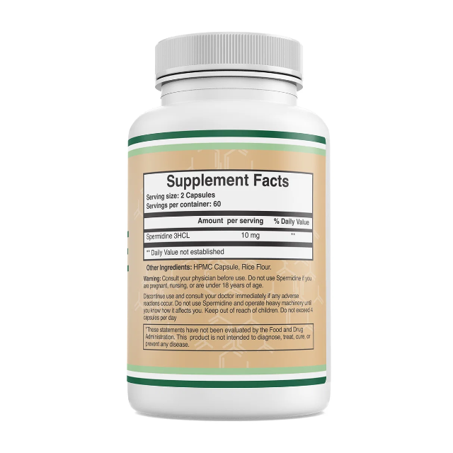 Double Wood Supplements Spermidine 3 H Cl 10 Mg Formula Supports Healthy Aging 120 Capsules