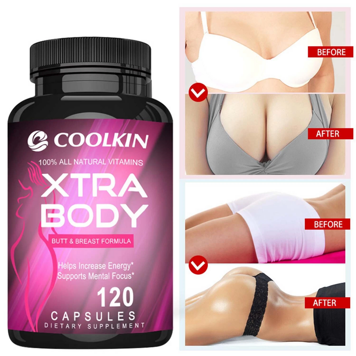 Coolkin Xtra Body But And Breast Enlargement 120 Capsule