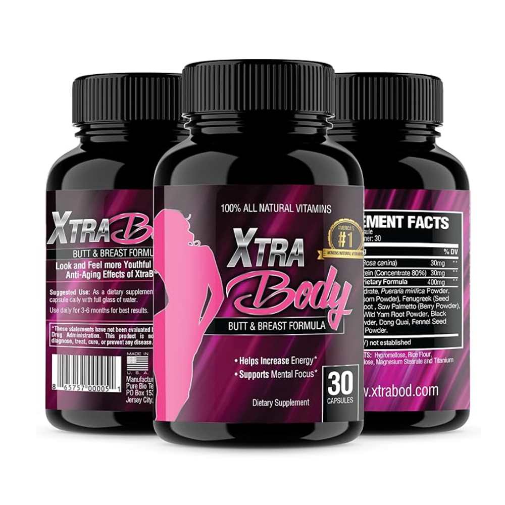 Xtra Body Butt Enhancement and Breast Enlargement Supplement 30 Capsules